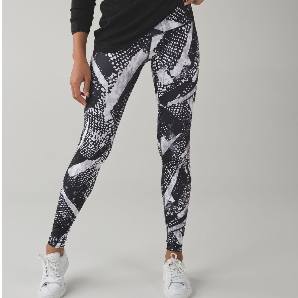 Lululemon‎ Wunder Under Pant III Static Mist White Black Size 6